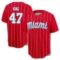 tocy M.Marlins #47 John King Player Red City Connect Home Game Stitched Jerseys