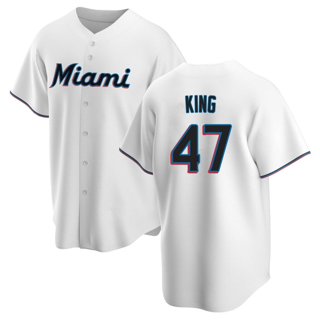 tocy M.Marlins #47 John King Player White  Home Game Stitched Jerseys