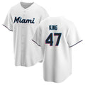 tocy M.Marlins #47 John King Player White  Home Game Stitched Jerseys