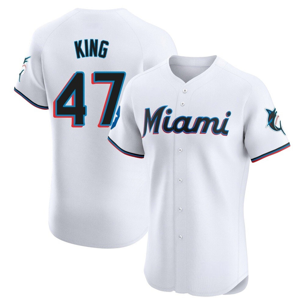 tocy M.Marlins #47 John King Player White  Home Limited Elite Stitched Jerseys