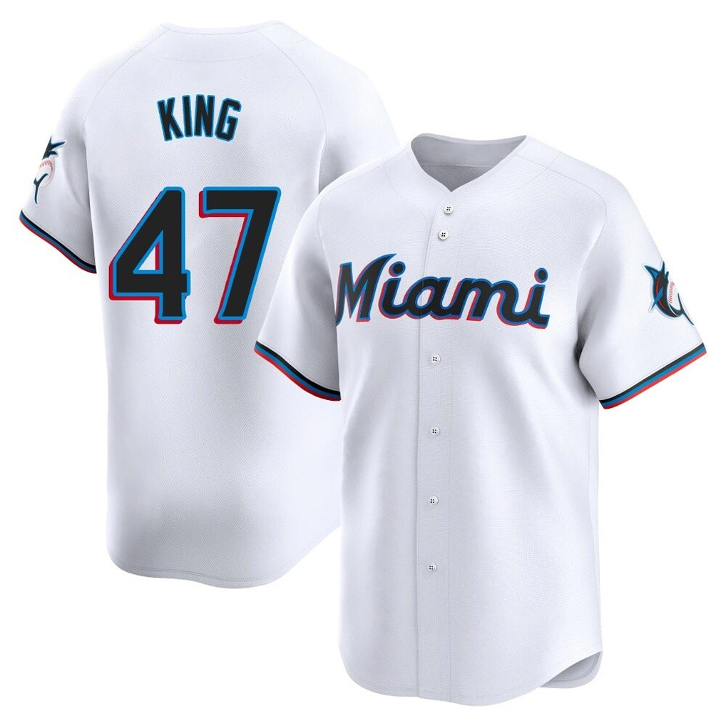 tocy M.Marlins #47 John King Player White  Home Limited Stitched Jerseys