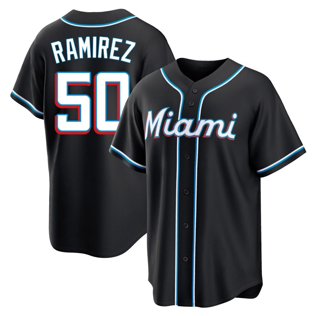 tocy M.Marlins #50 Agustin Ramirez Player Black Fashion Out Home Game Stitched Jerseys