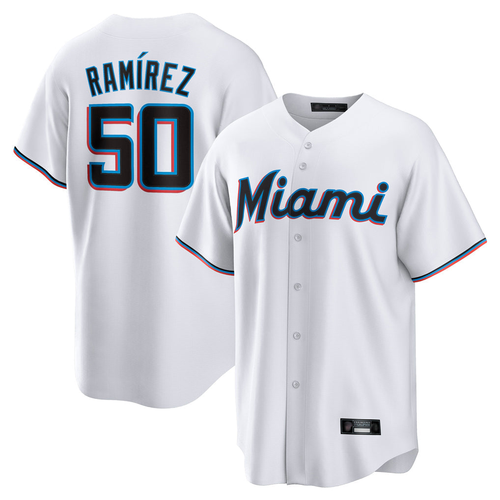 tocy M.Marlins #50 Agustin Ramirez Player White  Home Game Stitched Jerseys