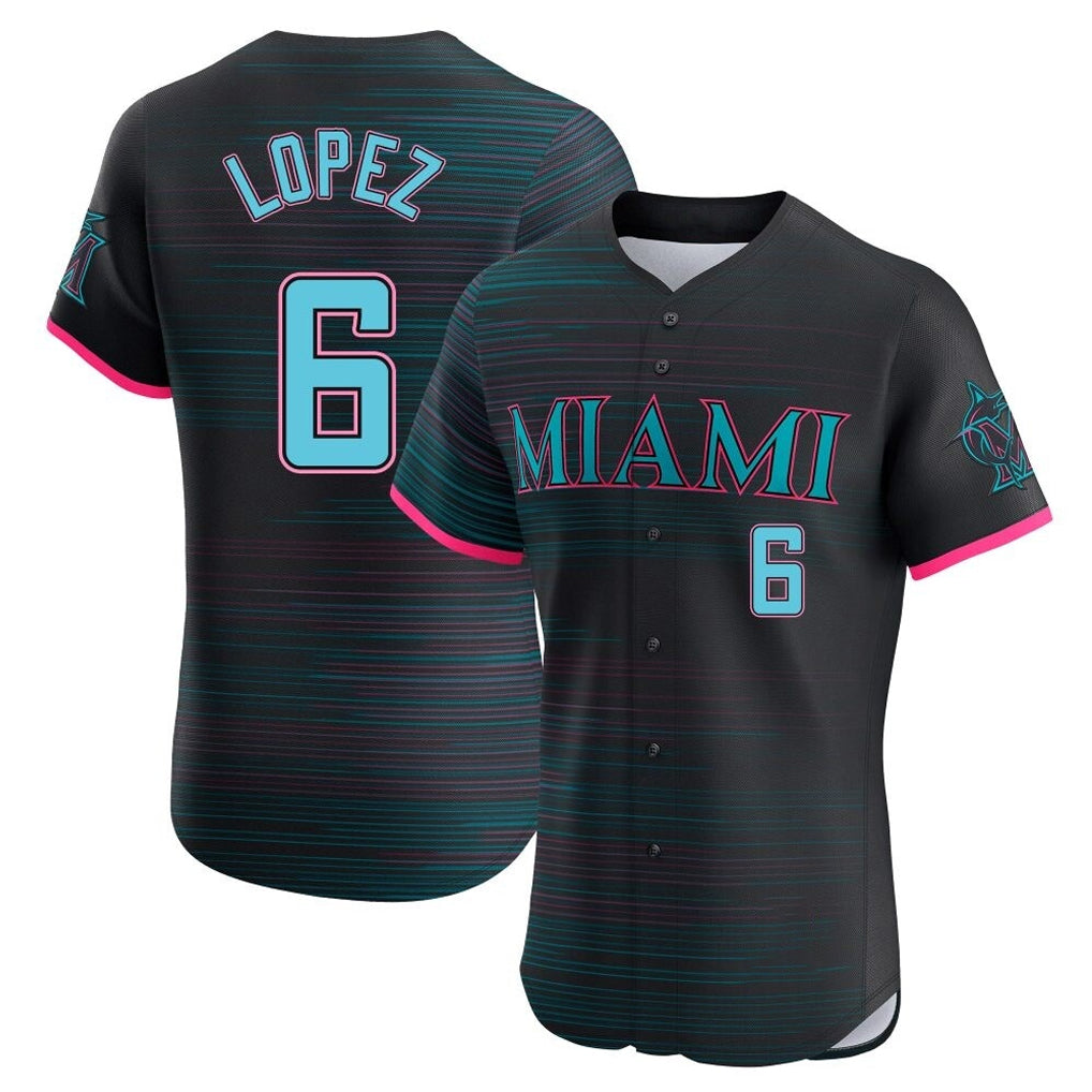 tocy M.Marlins #6 Otto Lopez Player Black City Connect Home Limited Elite Stitched Jerseys