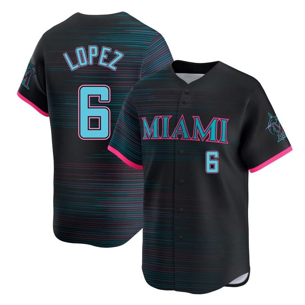tocy M.Marlins #6 Otto Lopez Player Black City Connect Home Limited Stitched Jerseys