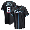tocy M.Marlins #6 Otto Lopez Player Black Fashion Out Home Game Stitched Jerseys