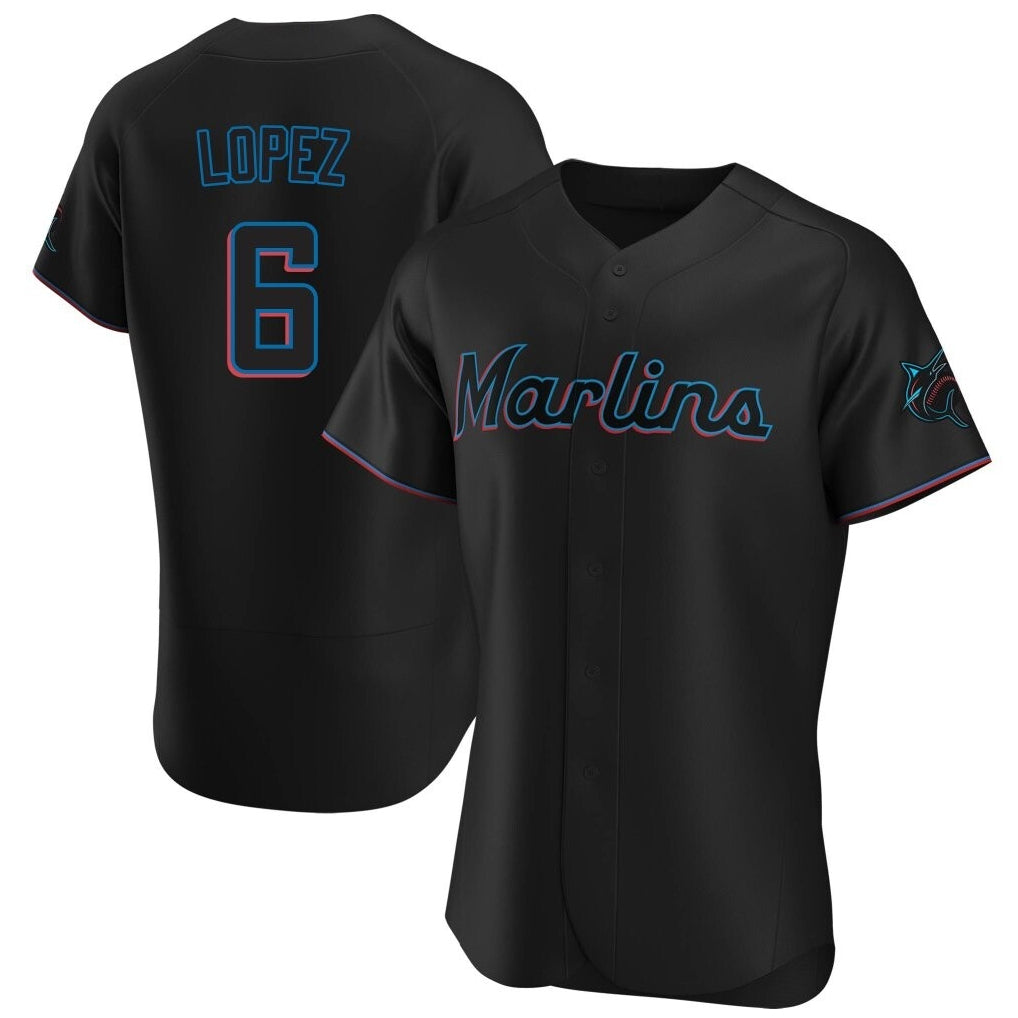 tocy M.Marlins #6 Otto Lopez Player Black Home Limited Elite Stitched Jerseys