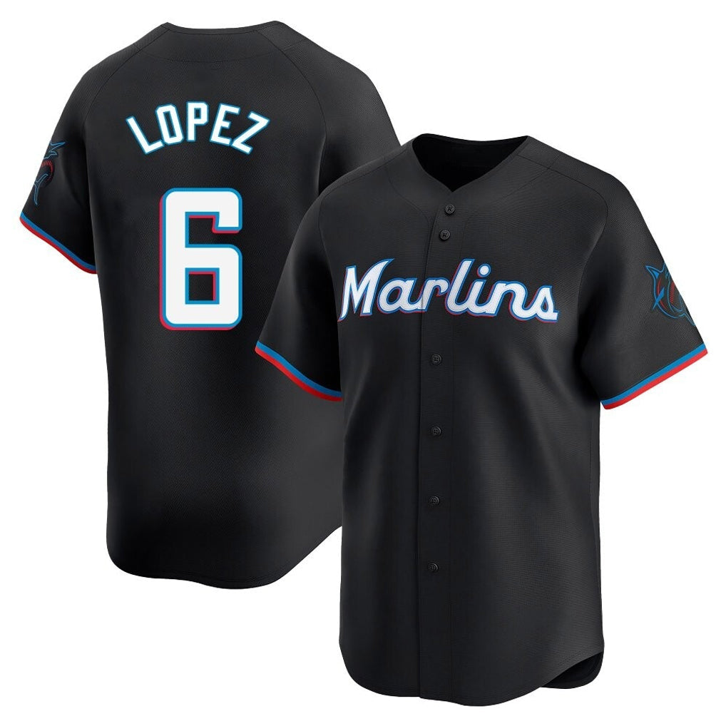 tocy M.Marlins #6 Otto Lopez Player Black  Home Limited Stitched Jerseys