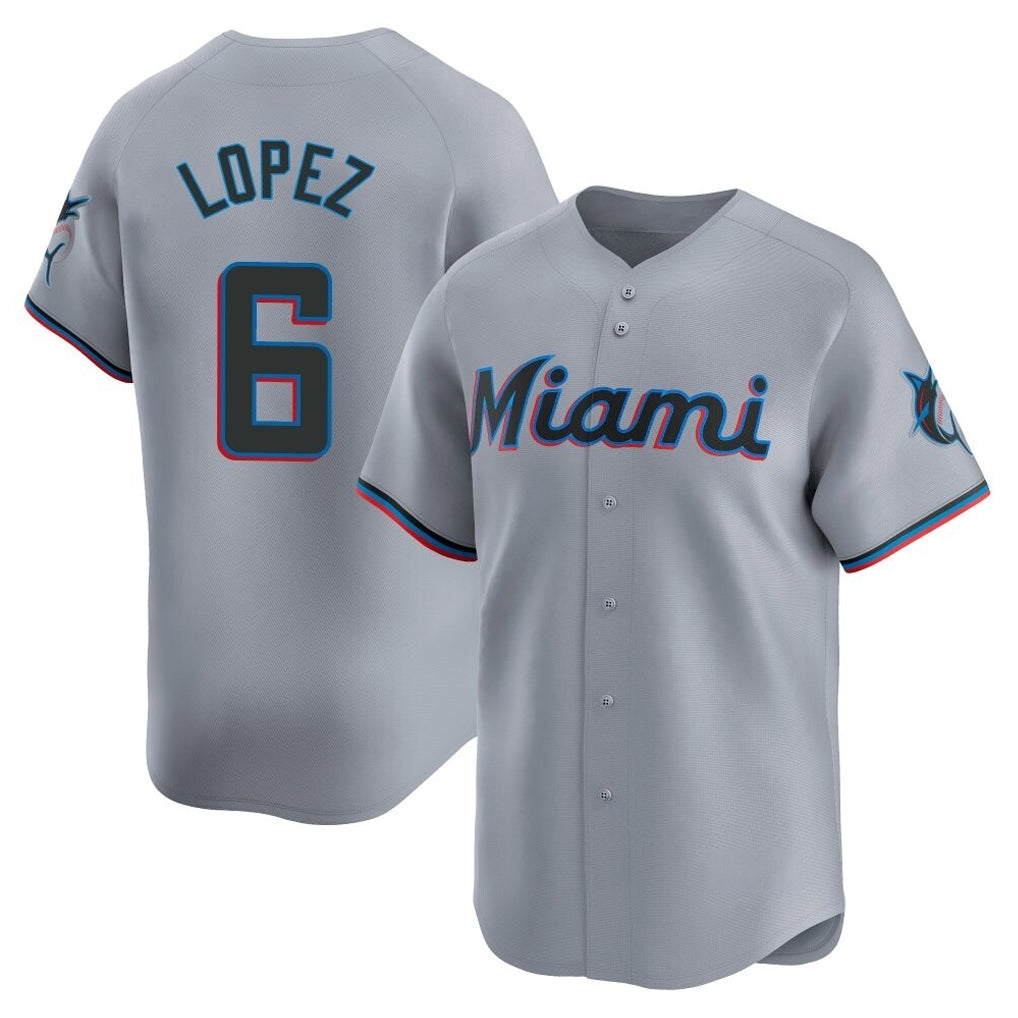 tocy M.Marlins #6 Otto Lopez Player Gray Home Limited Stitched Jerseys