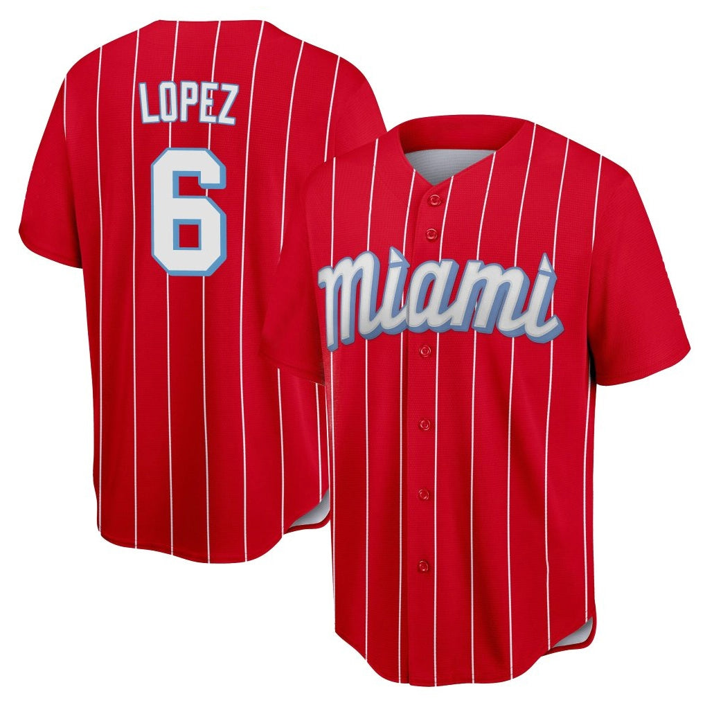 tocy M.Marlins #6 Otto Lopez Player Red City Connect Home Game Stitched Jerseys