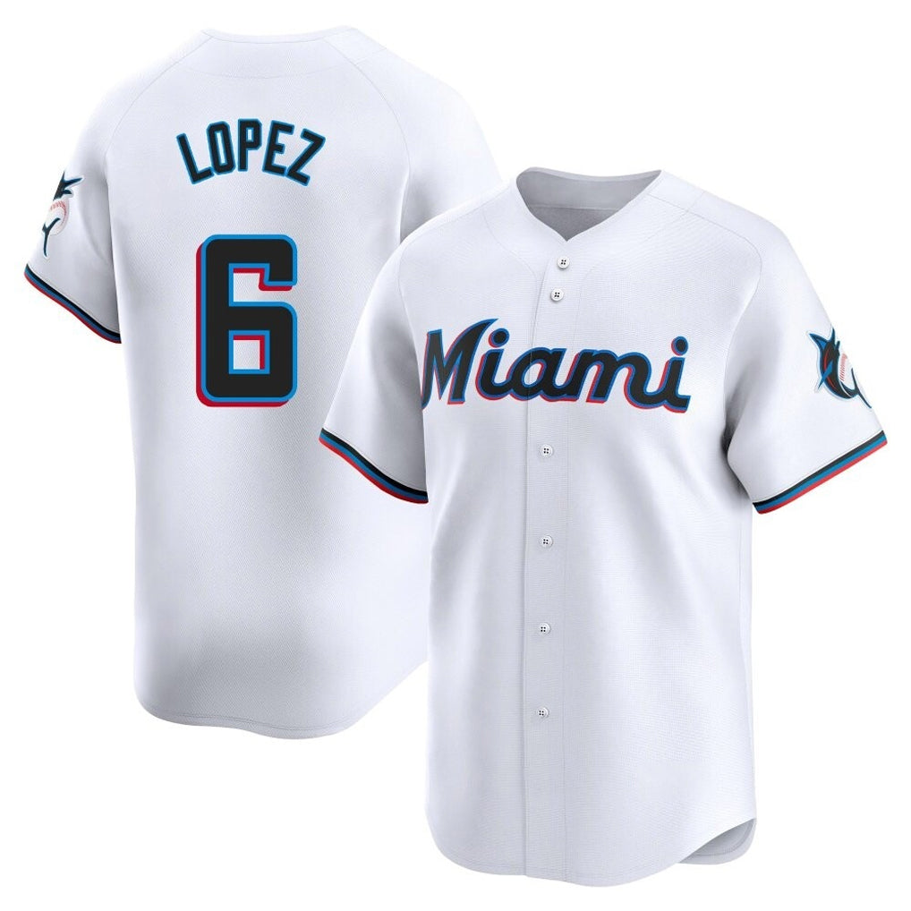 tocy M.Marlins #6 Otto Lopez Player White  Home Limited Stitched Jerseys