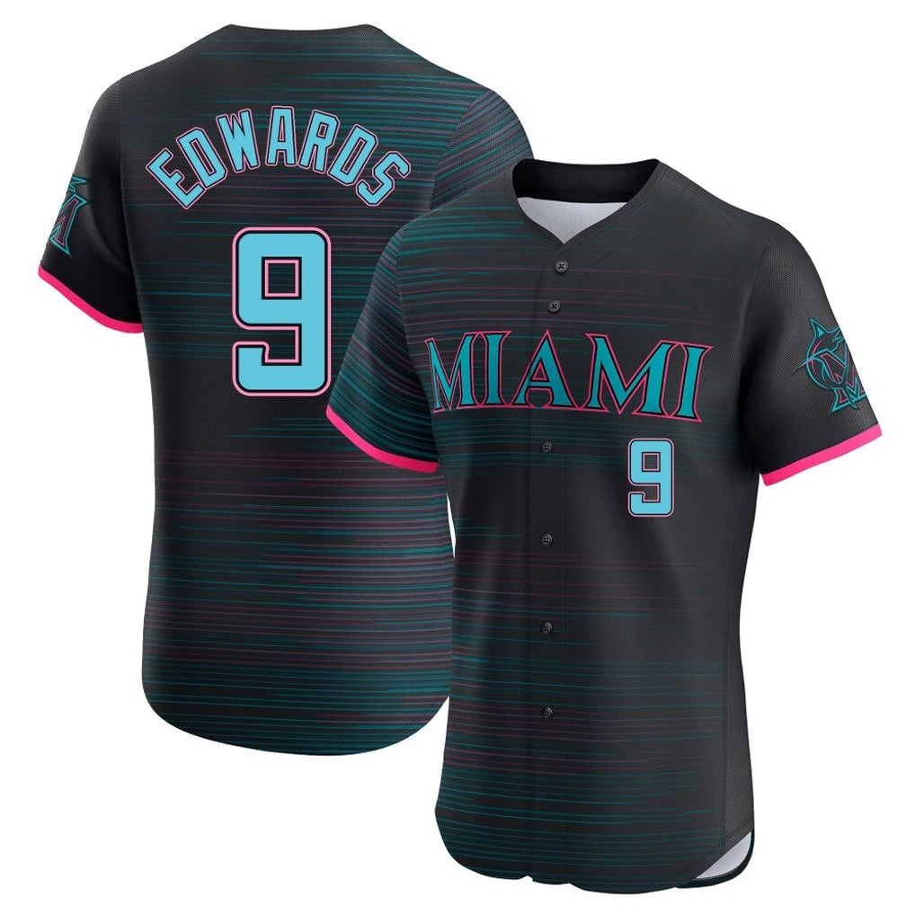 tocy M.Marlins #9 Xavier Edwards Player Black City Connect Home Limited Elite Stitched Jerseys