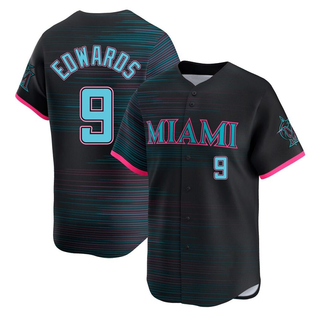 tocy M.Marlins #9 Xavier Edwards Player Black City Connect Home Limited Stitched Jerseys
