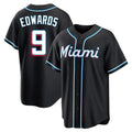 tocy M.Marlins #9 Xavier Edwards Player Black Fashion Out Home Game Stitched Jerseys