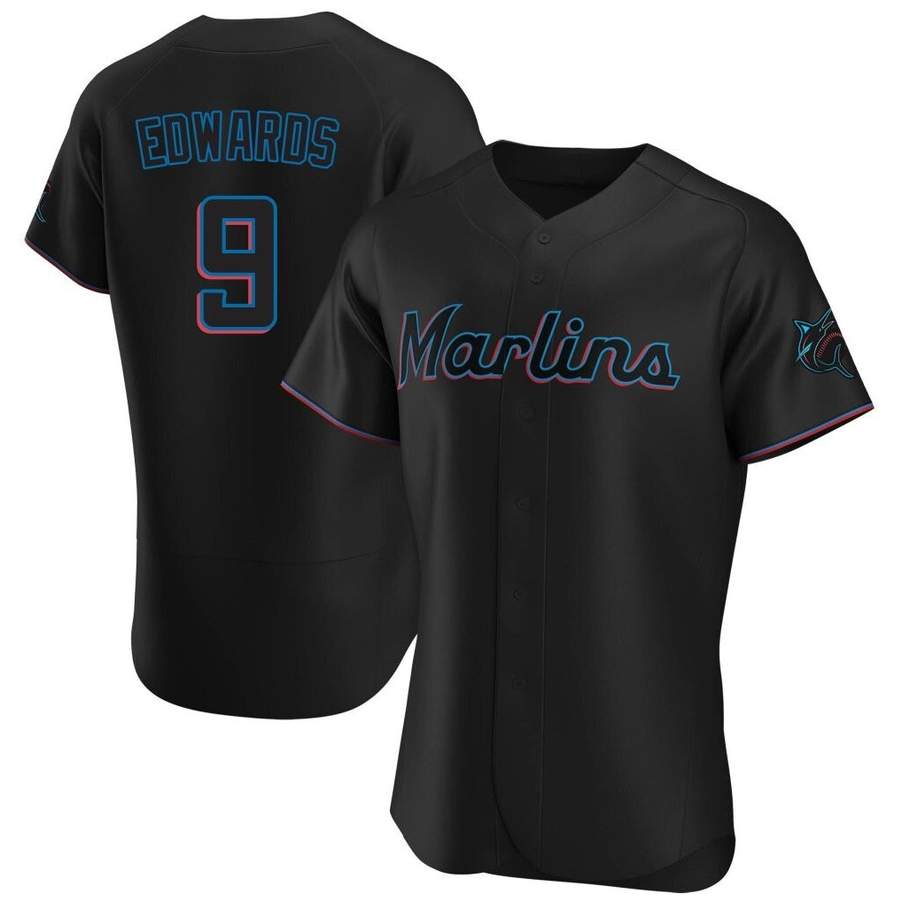 tocy M.Marlins #9 Xavier Edwards Player Black Home Limited Elite Stitched Jerseys