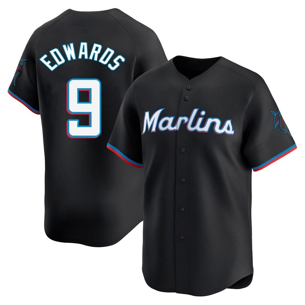 tocy M.Marlins #9 Xavier Edwards Player Black  Home Limited Stitched Jerseys