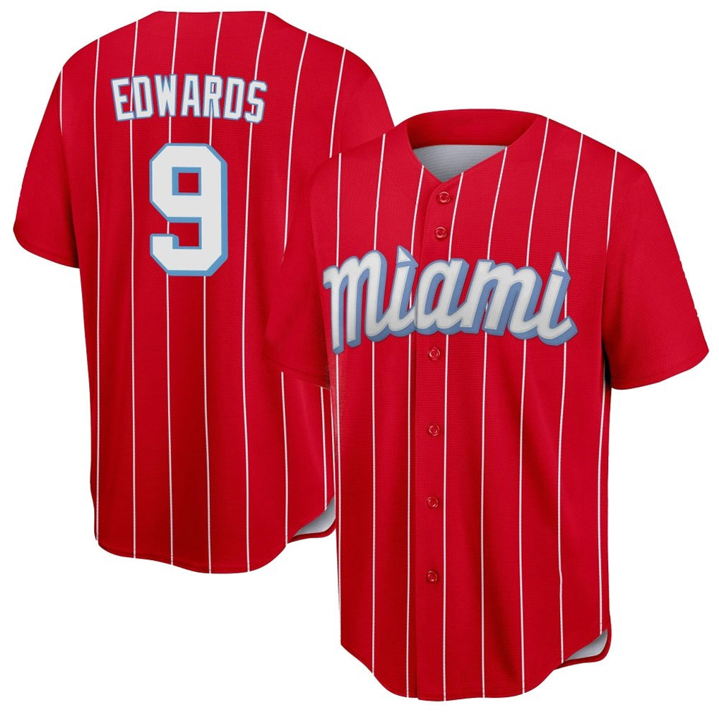 tocy M.Marlins #9 Xavier Edwards Player Red City Connect Home Game Stitched Jerseys