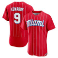 tocy M.Marlins #9 Xavier Edwards Player Red City Connect Home Limited Elite Stitched Jerseys