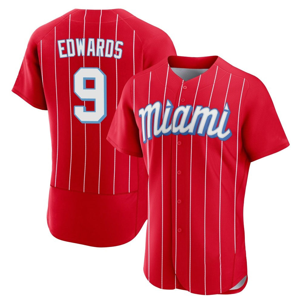 tocy M.Marlins #9 Xavier Edwards Player Red City Connect Home Limited Elite Stitched Jerseys