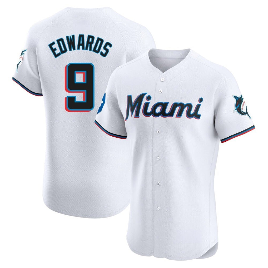 tocy M.Marlins #9 Xavier Edwards Player White  Home Limited Elite Stitched Jerseys