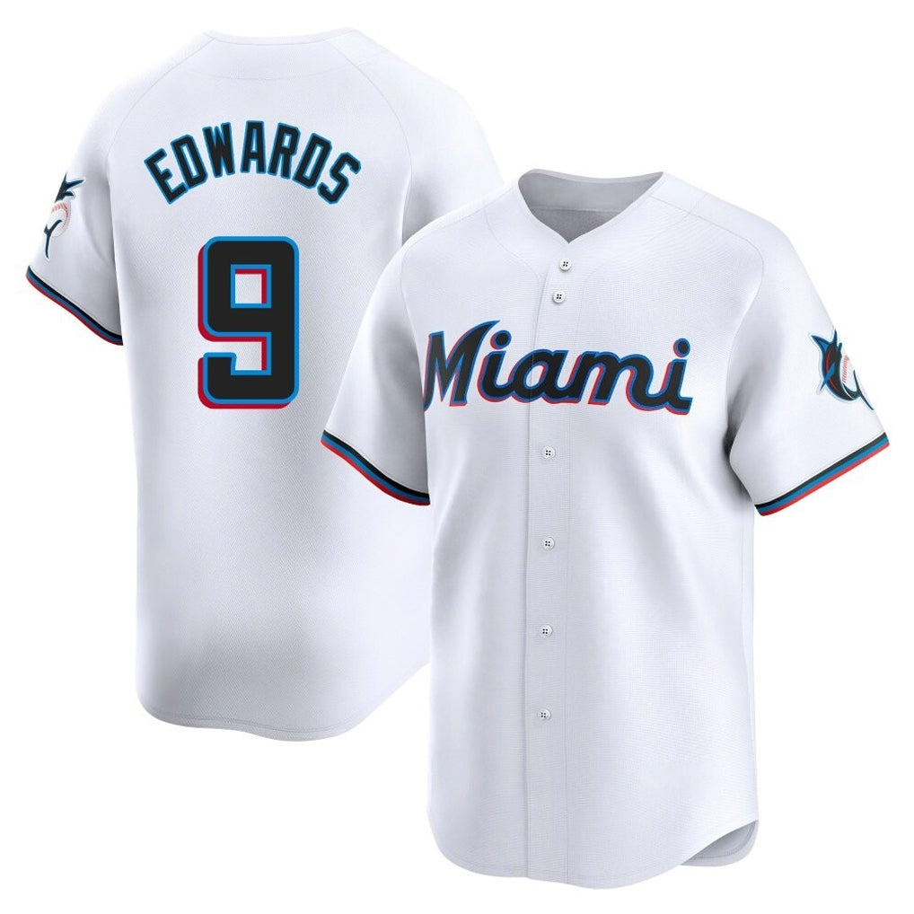 tocy M.Marlins #9 Xavier Edwards Player White  Home Limited Stitched Jerseys