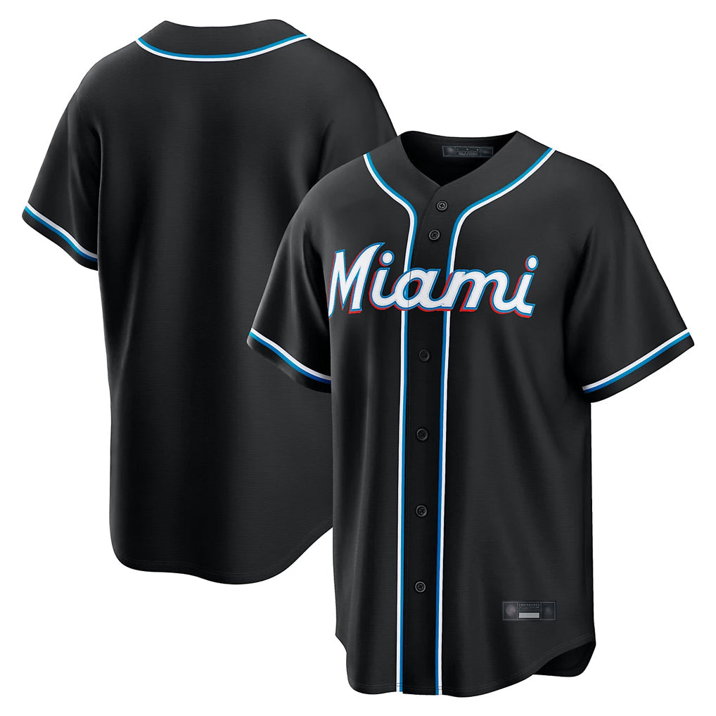 tocy M.Marlins Blank Player Black Fashion Out Home Game Stitched Jerseys