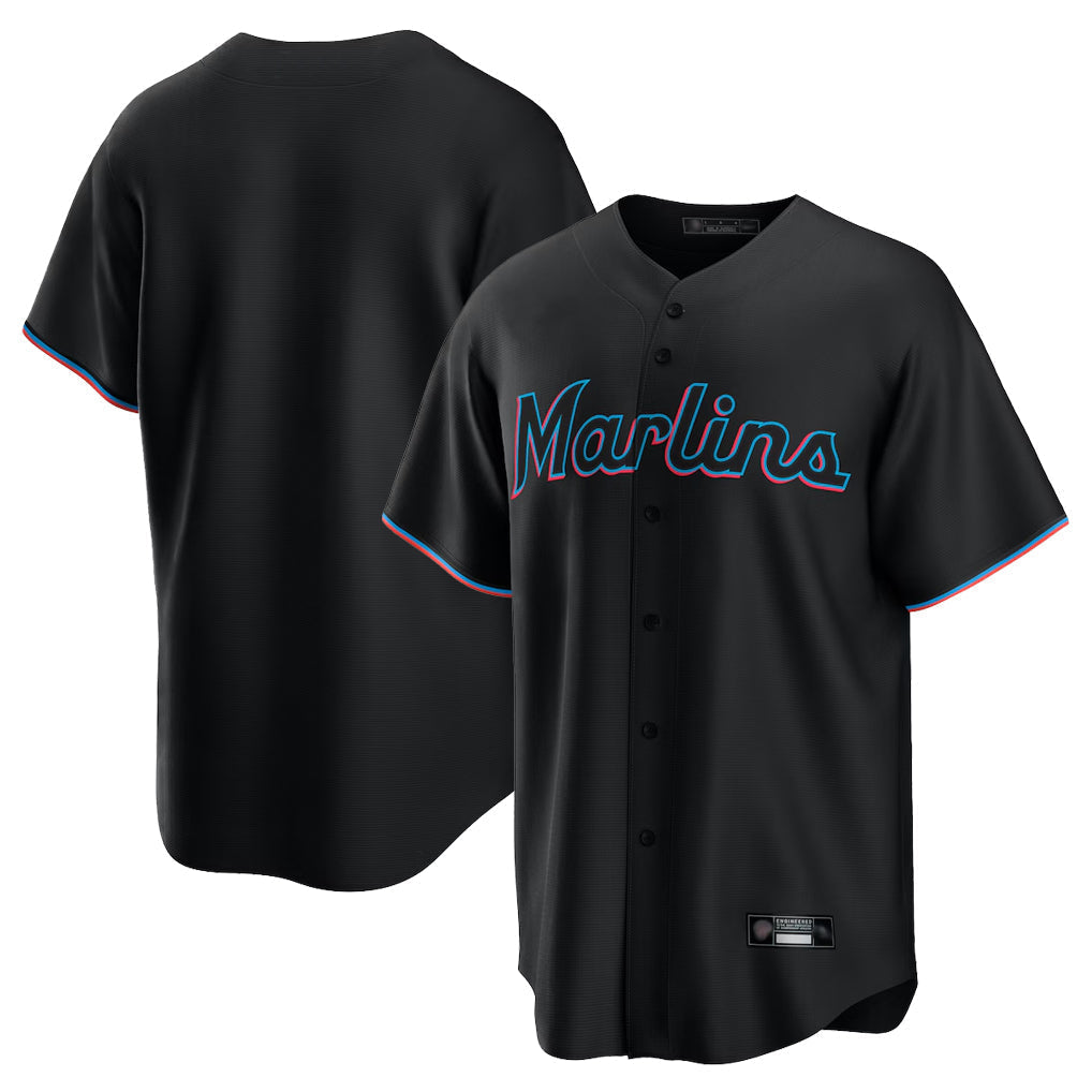 tocy M.Marlins Blank Player Black  Home Game Stitched Jerseys