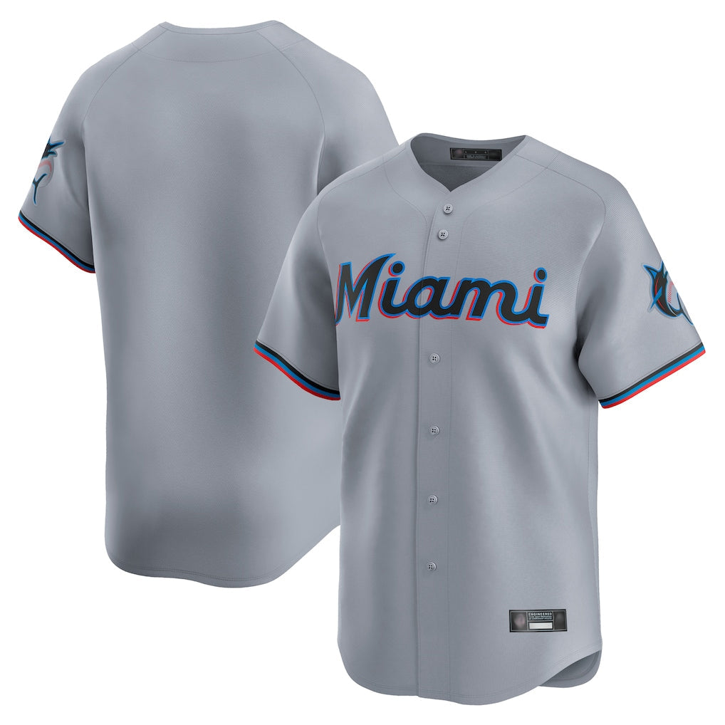tocy M.Marlins Blank Player Gray Home Limited Stitched Jerseys