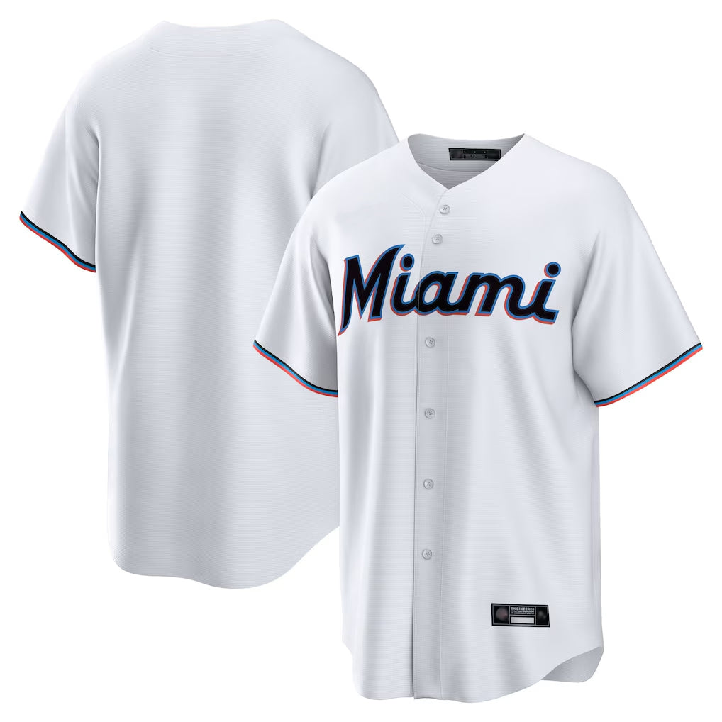 tocy M.Marlins Blank Player White  Home Game Stitched Jerseys