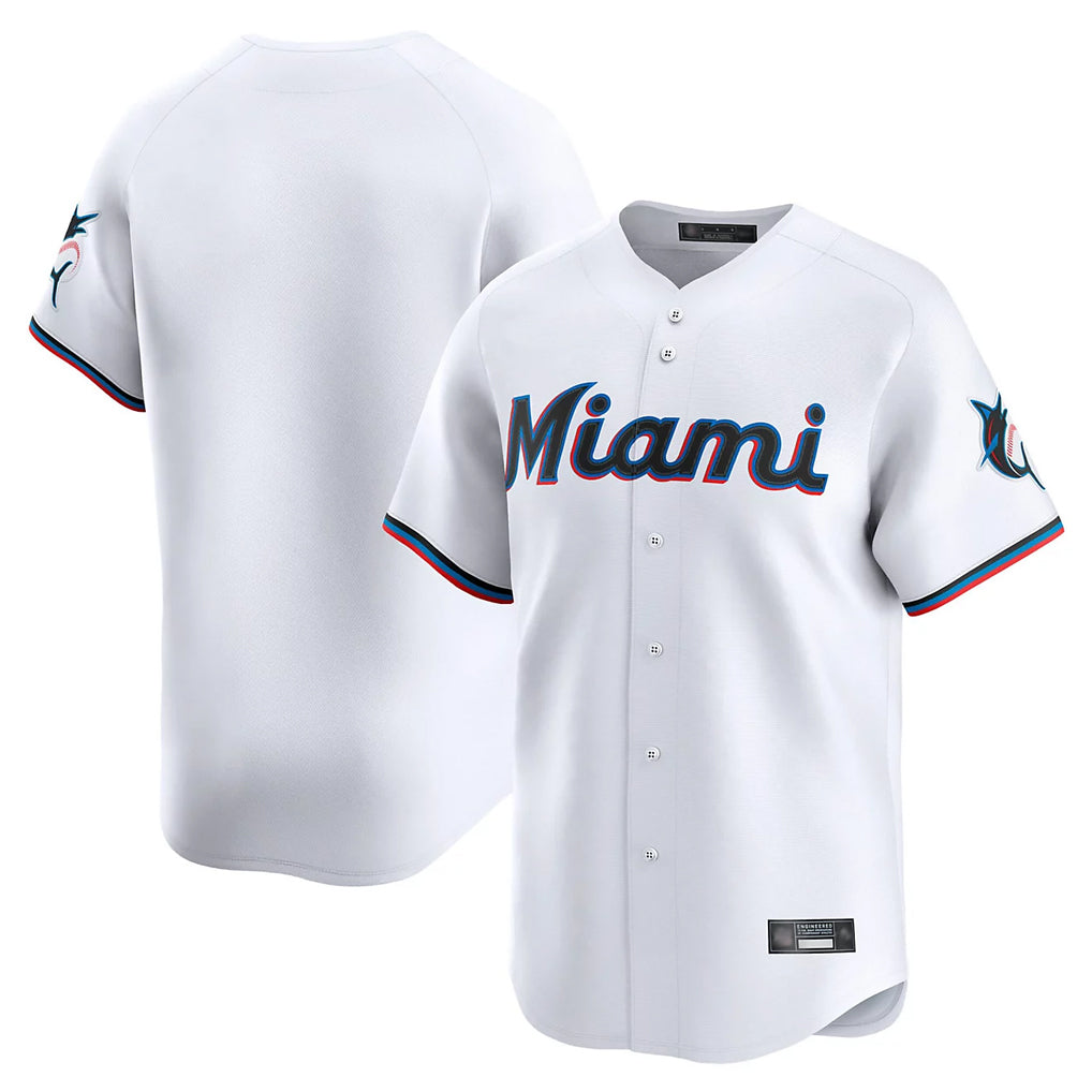 tocy M.Marlins Blank Player White Home Limited Stitched Jerseys