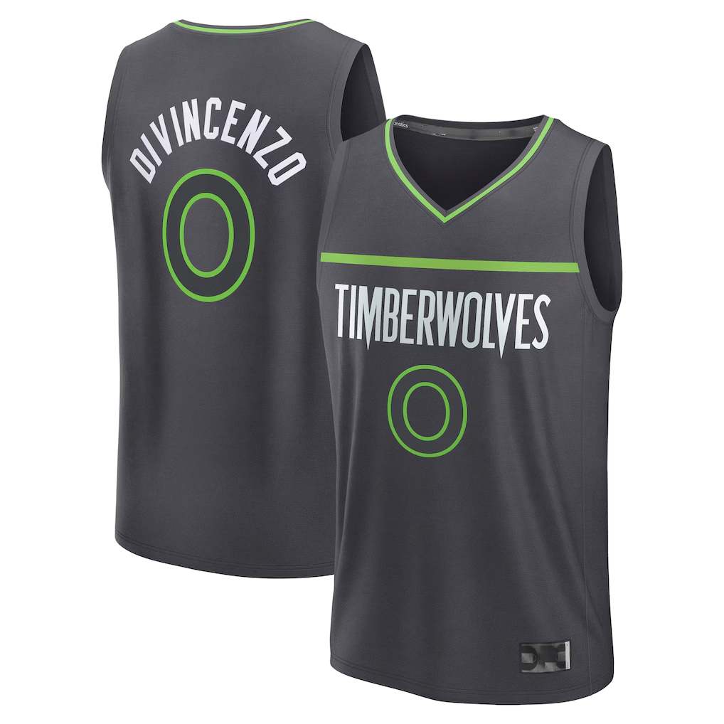 tocy M.Timberwolves #0 Donte DiVincenzo Charcoal Fast Break Replica Player Stitched Jerseys - Statement Edition