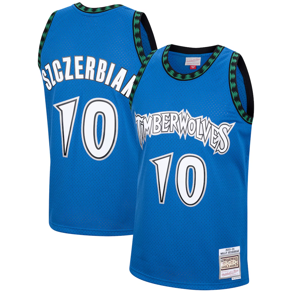 tocy M.Timberwolves #10 Wally Szczerbiak Mitchell & Ness Blue 2003-2004 Hardwood Classics Swingman Stitched Jerseys