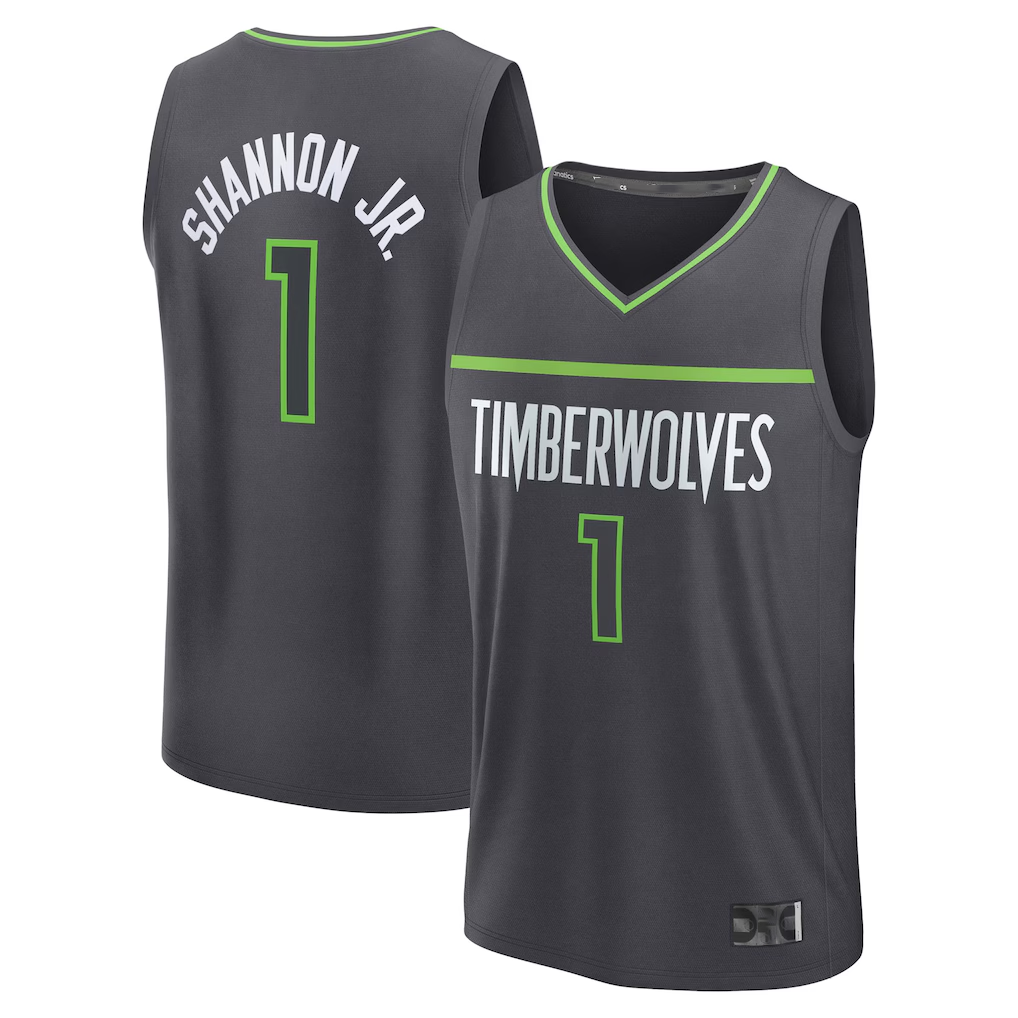 tocy M.Timberwolves #1 Terrence Shannon Jr. Anthracite Fast Break Replica Stitched Jerseys - Statement Edition