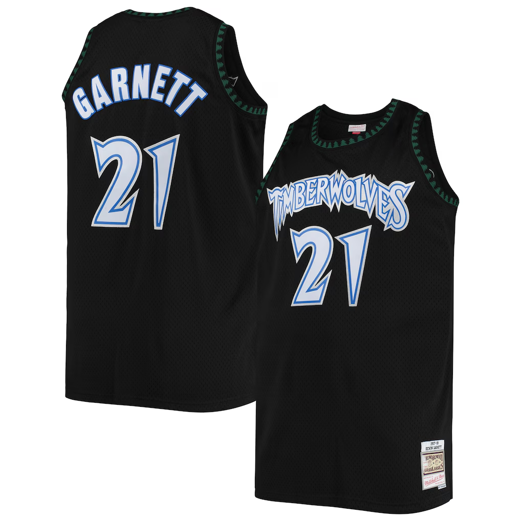 tocy M.Timberwolves #21 Kevin Garnett Mitchell & Ness Black 1997-1998 Big & Tall Hardwood Classics Swingman Stitched Jerseys