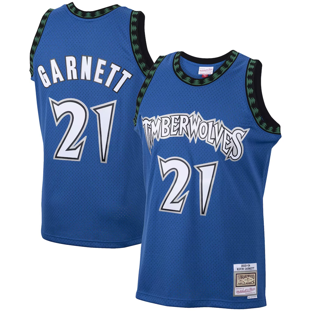 tocy M.Timberwolves #21 Kevin Garnett Mitchell & Ness Blue Big & Tall 2003-2004 Hardwood Classics Swingman Stitched Jerseys
