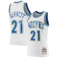 tocy M.Timberwolves #21 Kevin Garnett Mitchell & Ness White 1995-1996 Hardwood Classics Swingman Stitched Jerseys