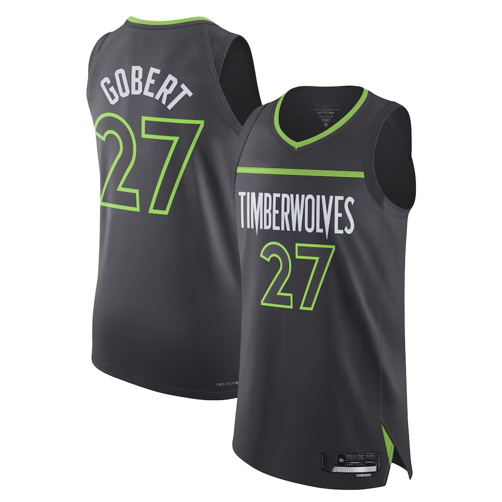 tocy M.Timberwolves #27 Rudy Gobert Jordan Brand Anthracite Authentic Stitched Jerseys- Statement Edition
