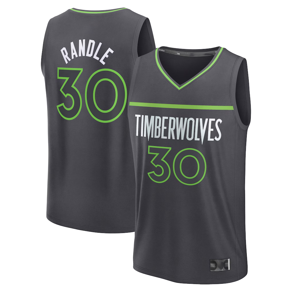 tocy M.Timberwolves #30 Julius Randle Charcoal Fast Break Replica Player Stitched Jerseys - Statement Edition