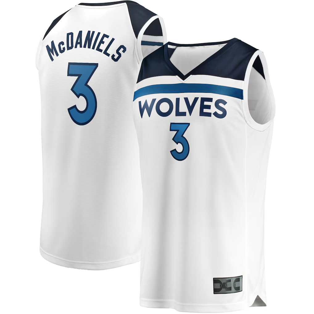 tocy M.Timberwolves #3 Jaden McDaniels White Fast Break Replica Player Stitched Jerseys - Association Edition