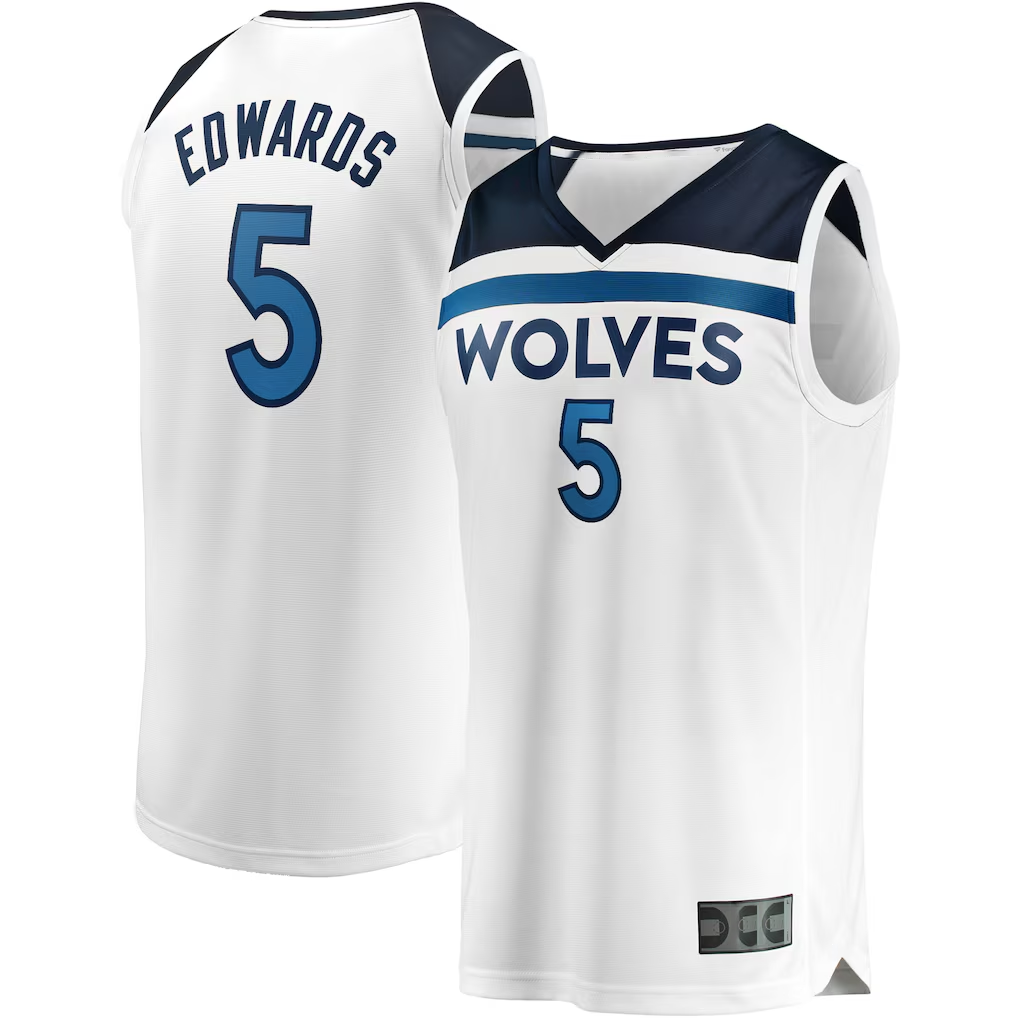tocy M.Timberwolves #5 Anthony Edwards White Fast Break Replica Player Stitched Jerseys - Association Edition