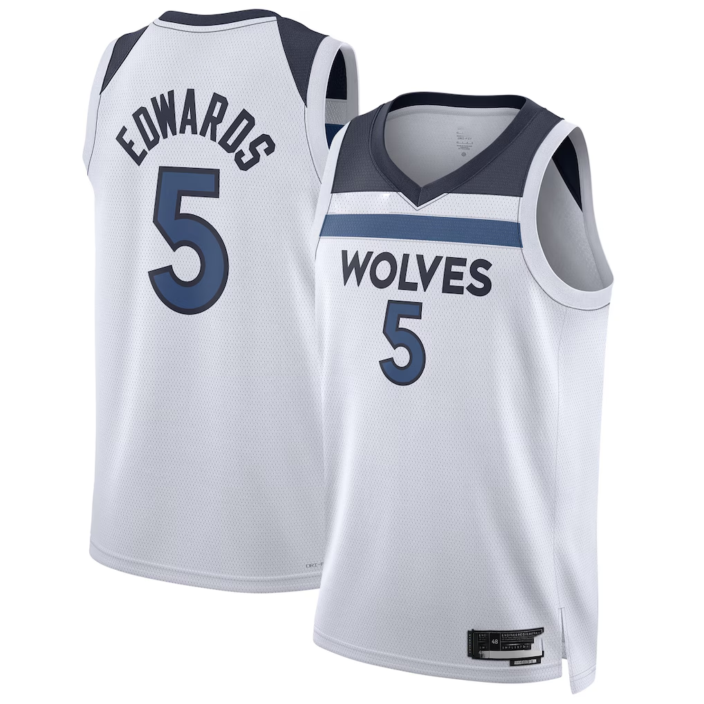tocy M.Timberwolves #5 Anthony Edwards White Swingman Stitched Jerseys - Association Edition
