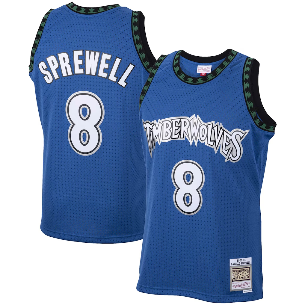 tocy M.Timberwolves #8 Latrell Sprewell Mitchell & Ness Blue 2003-2004 Hardwood Classics Swingman Stitched Jerseys