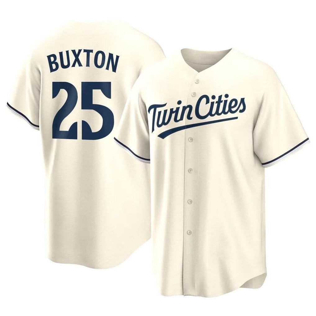 tocy M.Twins #25 Byron Buxton Player Cream Game Limited Home Stitched Jerseys