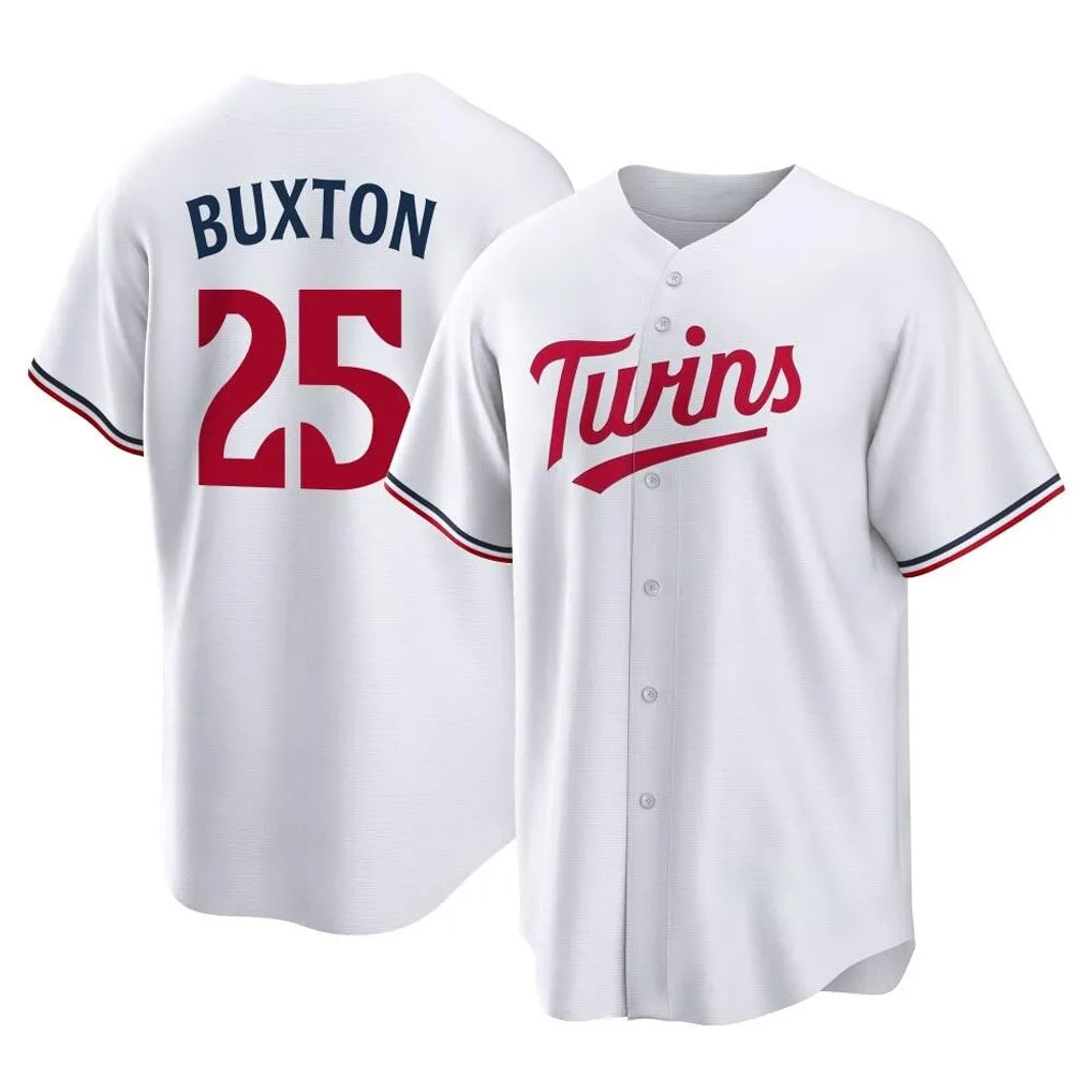 tocy M.Twins #25 Byron Buxton Player White Home Game Stitched Jerseys