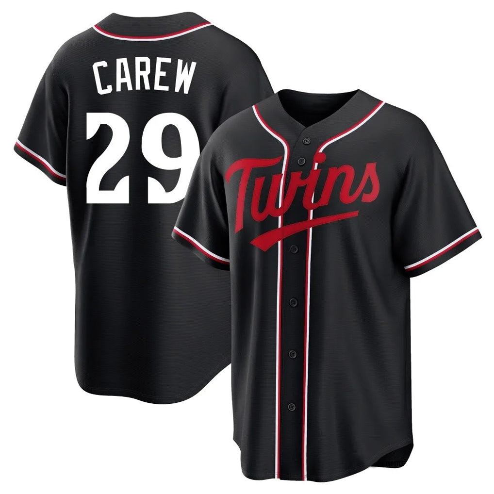 tocy M.Twins #29 Rod Carew Player Black Fashion Out Home Limited Stitched Jerseys