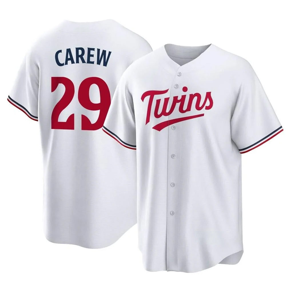 tocy M.Twins #29 Rod Carew Player White Home Game Stitched Jerseys