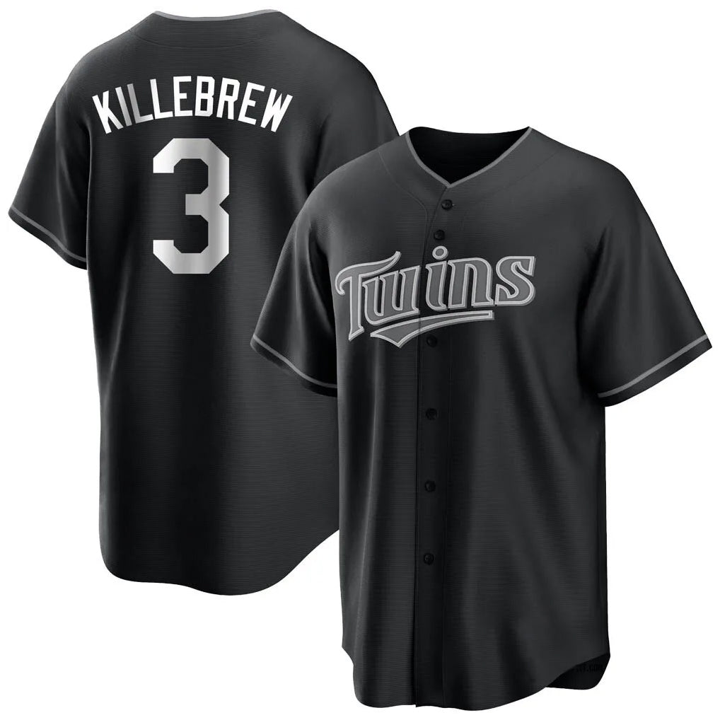 tocy M.Twins #3 Harmon Killebrew Player Black Home Game Stitched Jerseys