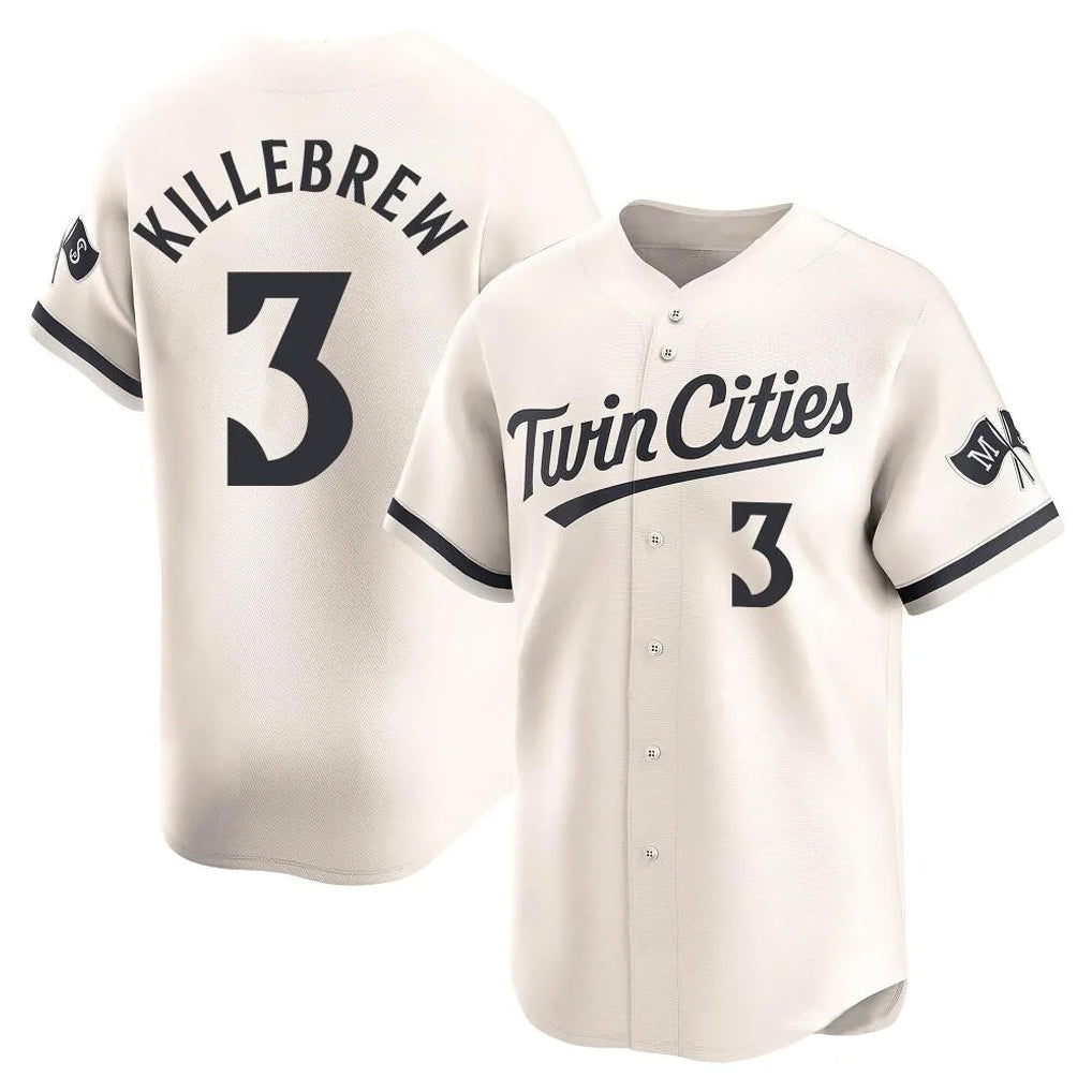 tocy M.Twins #3 Harmon Killebrew Player Cream Home Limited Stitched Jerseys