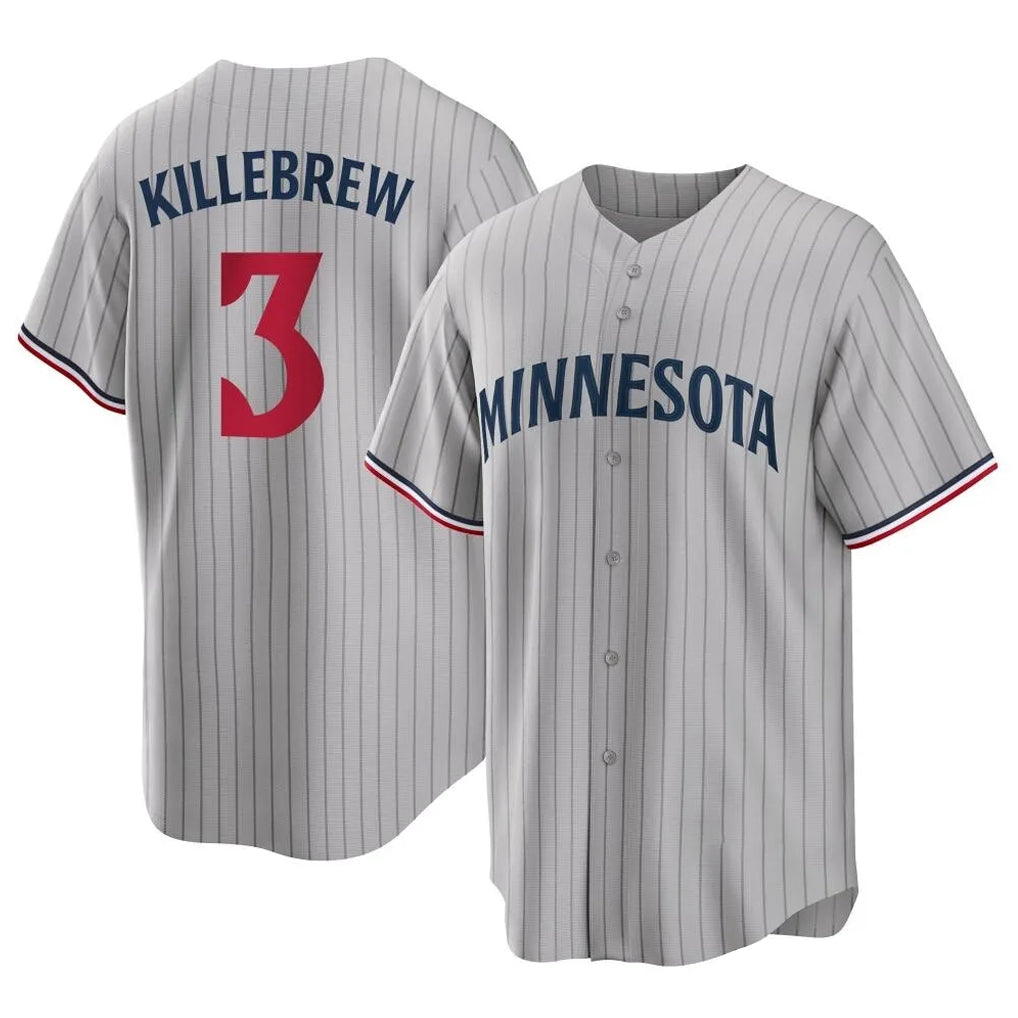 tocy M.Twins #3 Harmon Killebrew Player Gray Game Limited Home Stitched Jerseys