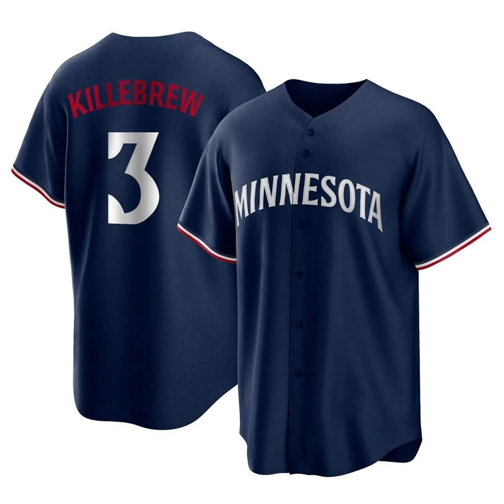 tocy M.Twins #3 Harmon Killebrew Player Navy Replica Alternate Home Stitched Jerseys